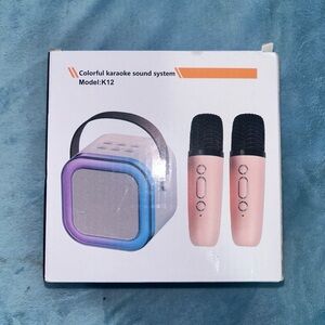 K12 Portable mini Karaoke Sound System with Pink Microphones